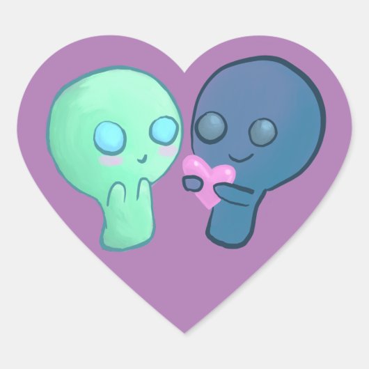 かわいい漫画の恋人ステッカー ハートシール (正面)