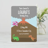 かわいい漫画の恐竜の誕生日招待状 招待状 (スタンド正面)