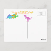 かわいい漫画の恐竜の迷路のパズルのゲーム ポストカード (裏面)