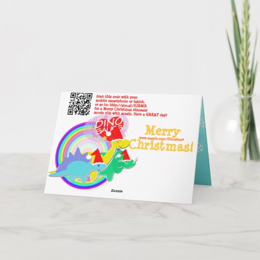 かわいい漫画の恐竜はメリークリスマスを望みます シーズンカード (裏面)