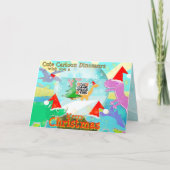 かわいい漫画の恐竜はメリークリスマスを望みます シーズンカード (正面)