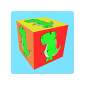 かわいい漫画の恐竜キューブアート メタルプリント (正面)