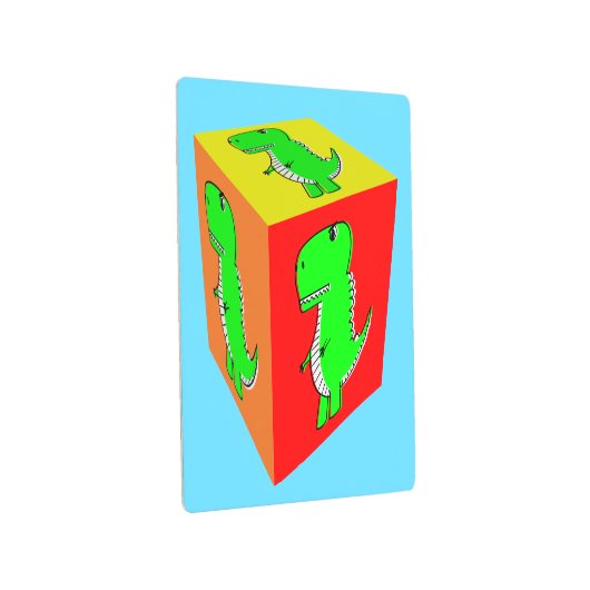 かわいい漫画の恐竜キューブアート メタルプリント (3/4)