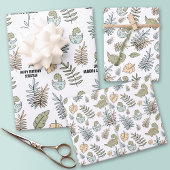 かわいい漫画の恐竜ブルーグリーンボーイ名 ラッピングペーパーシート