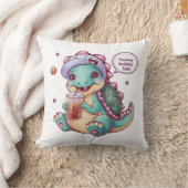 かわいい漫画の恐竜: あたたかくて、かわいい雰囲気 クッション (ブランケット)