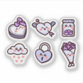 かわいい漫画の愛のステッカーセット シール (正面)