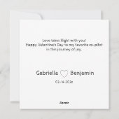 かわいい漫画の愛の鳥たち ピンクのハート バレンタインデー シーズンカード (裏面)