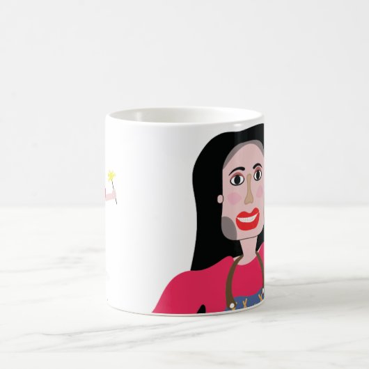 かわいい漫画の掃除婦の大きい顔のマグ コーヒーマグカップ (中央)