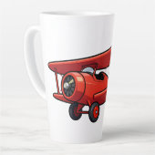 かわいい漫画の整備士と赤い車のイラスト カフェラテマグ (左アングル)