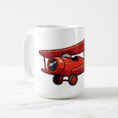 かわいい漫画の整備士と赤い車のイラスト コーヒーマグカップ (正面左)