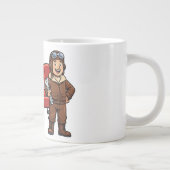 かわいい漫画の整備士と赤い車のイラスト ジャンボコーヒーマグカップ (右)