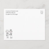 かわいい漫画の新婦結婚の婚約パーティ インビテーションポストカード (裏面)