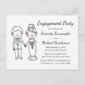 かわいい漫画の新婦結婚の婚約パーティ インビテーションポストカード (正面)