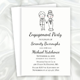 かわいい漫画の新婦結婚の婚約パーティ 招待状