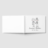 かわいい漫画の新郎新婦白黒結婚ズ ゲストブック (全面)