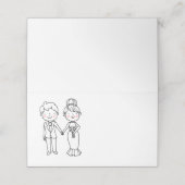 かわいい漫画の新郎新婦白黒結婚披露宴 プレイスカード (外部開封)