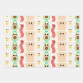 かわいい漫画の朝食フードウィズハッピー顔 ラッピングペーパーシート (正面2)