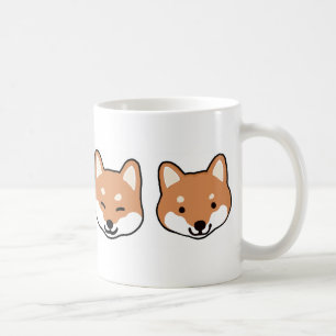 かわいい漫画の柴犬、にこにこ笑う犬の顔 コーヒーマグカップ