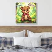 かわいい漫画の森の赤ちゃんクマ キャンバスプリント (インサイチュ (寝室))