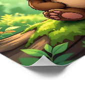 かわいい漫画の森の赤ちゃんクマ ポスター (角)