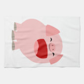 かわいい漫画の歌うブタの台所タオル キッチンタオル (横)