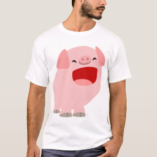 かわいい漫画の歌うブタの子供Tシャツ Tシャツ