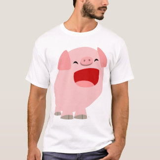 かわいい漫画の歌うブタの子供Tシャツ Tシャツ