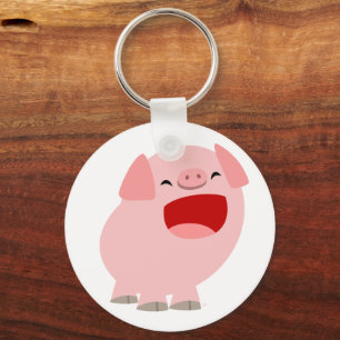 かわいい漫画の歌うブタKeychain キーホルダー