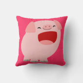 かわいい漫画の歌う豚の枕 クッション (裏面)