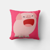 かわいい漫画の歌う豚の枕 クッション (正面)
