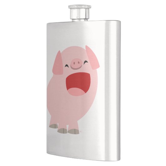 かわいい漫画の歌う豚クラシックフラスコ フラスク (左)