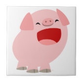かわいい漫画の歌う豚タイル タイル (正面)