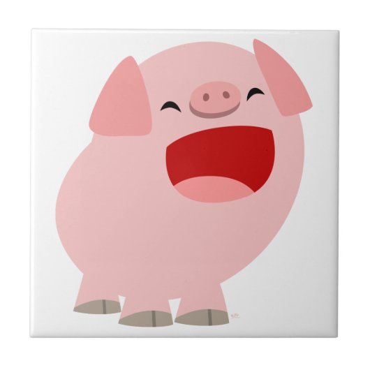 かわいい漫画の歌う豚タイル タイル (正面)