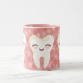 かわいい漫画の歯-ピンクのギフトのマグ ツートーンマグカップ (中央)