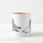 かわいい漫画の母シールおよび子犬 マグカップ (中央)