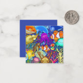 かわいい漫画の水中サンゴ礁海洋生活世界 ノートカード (正面/裏面インサイチュ)