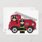かわいい漫画の消防士 ポストカード (正面/裏面)