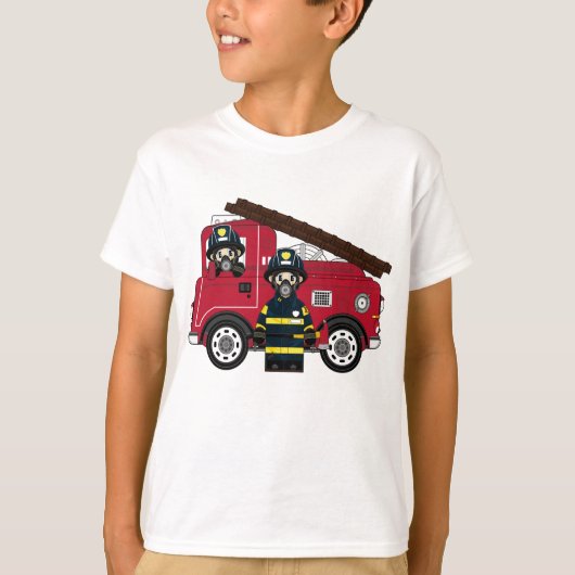 かわいい漫画の消防士 Tシャツ (正面)