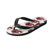 かわいい漫画の消防車の消防士白カスタム色 キッズビーチサンダル (アングル)