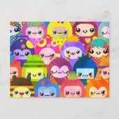 かわいい漫画の混雑したかわいいモンスターキッドグループ ポストカード (正面)