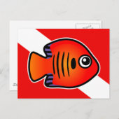 かわいい漫画の炎アンジェルフィッシュ飛び込み旗 ポストカード (正面/裏面)