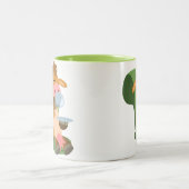 かわいい漫画の牛と素敵なカップパマグ ツートーンマグカップ (中央)