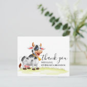 かわいい漫画の牛のサンキューカード ポストカード (スタンド正面)