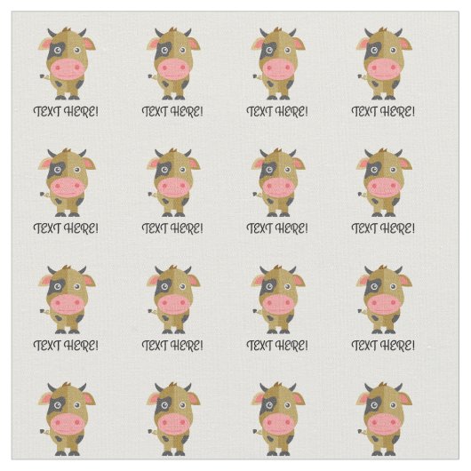 かわいい漫画の牛 ファブリック (クローズアップ)