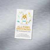 かわいい漫画の犬とグルーミングツール マグネット名刺 (インサイチュ)