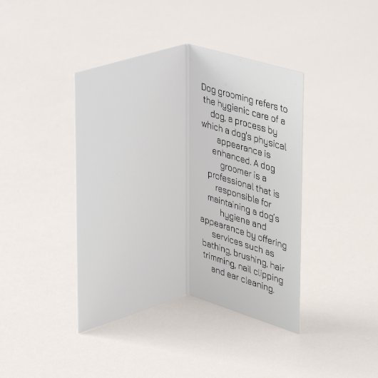 かわいい漫画の犬とグルーミングツール 名刺 (内部)