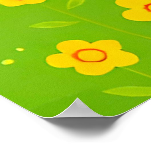 かわいい漫画の犬と猫が一緒に座る ポスター (角)