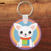 かわいい漫画の犬のイラストレーション キーホルダー (正面)