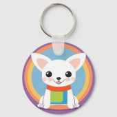 かわいい漫画の犬のイラストレーション キーホルダー (裏面)