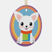 かわいい漫画の犬のイラストレーション セラミックオーナメント (右)